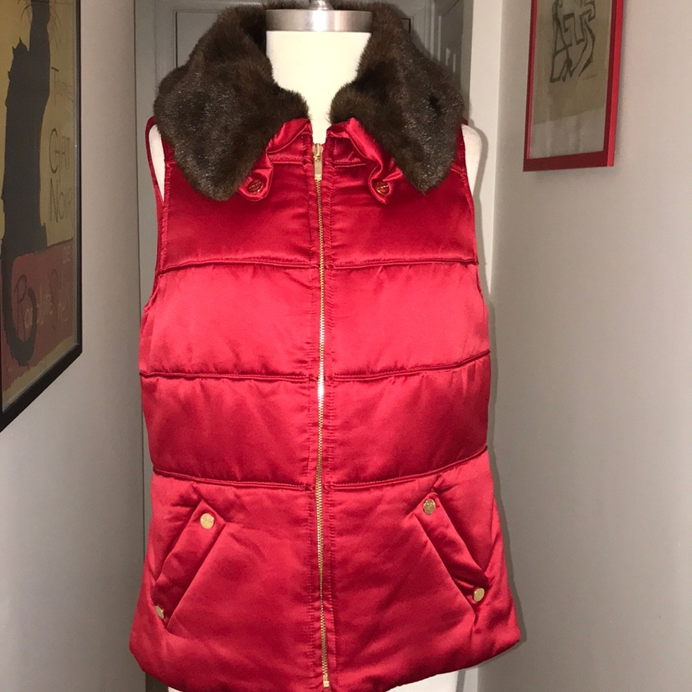 Jones New York Red Sateen Windbreaker Sz M😘
